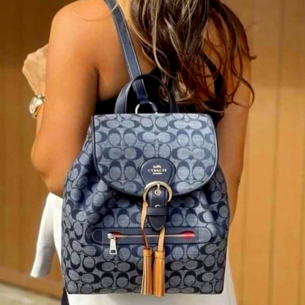 COACH Kleo Backpack in Signature Blue/gold Chambray
